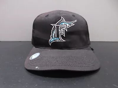 VINTAGE Florida Marlins Hat Cap Snap Back Black White MLB Baseball Logo Mens • $18.88