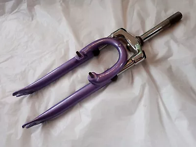 New 24  Lilac Steel BIKE SUSPENSION FORKS 1  X 152mm Threaded Stem V Brake • £19.95