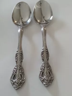 Oneida Stainless Michelangelo Cube Heirloom Lot Of 2 Oval Soup Spoons  • $29.99