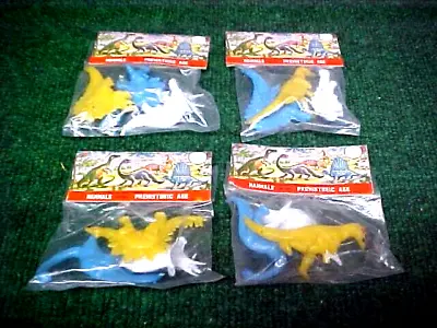 Lot (4) Pkgs Vintage 1960's Dime Store Plastic DINOSAUR Toys Hong Kong NOS! NIP! • $19.99