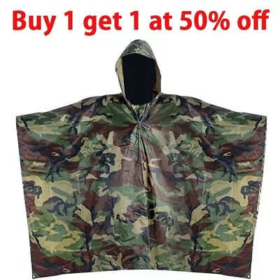 US Tactical Rain Poncho-Army Military Poncho Shelter-Waterproof Ripstop Camping • $18.99