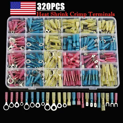 320PCS Heat Shrink Wire Connector DIY Kit Waterproof Marine Automotive Terminals • $17.79