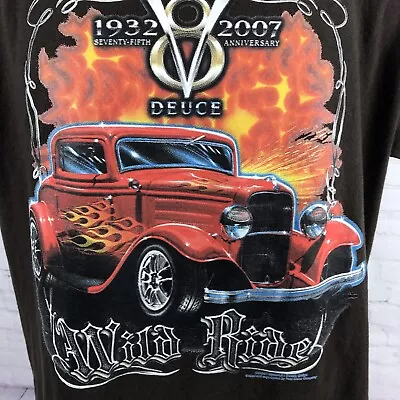$11.24 • Buy Ford V8 Deuce T-Shirt Wild Ride 75th Anniversary Hot Rod Graphic Tee Medium