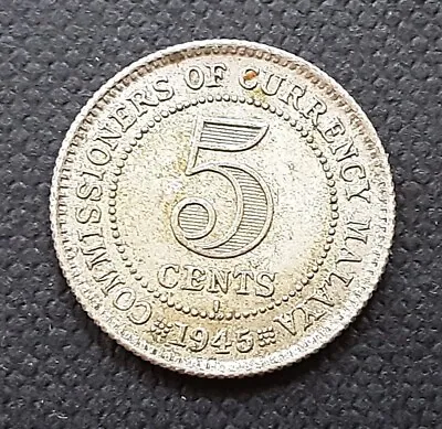 £3.50 • Buy Malaya - 1945 - 5 Cents - Bombay Mint - British Empire - Silver Coin - George VI