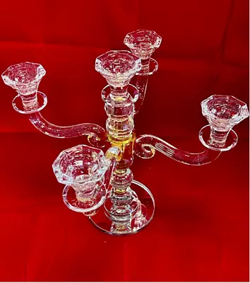 5 Arms Crystal Candle Holder Candle Holders 5 Arms Gold And Silver Color • $125.99