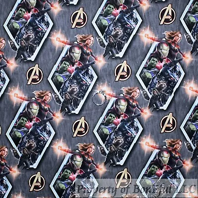 $5.80 • Buy BonEful Fabric FQ Cotton Quilt Gray Avengers Captain Marvel Hulk Ironman Boy USA
