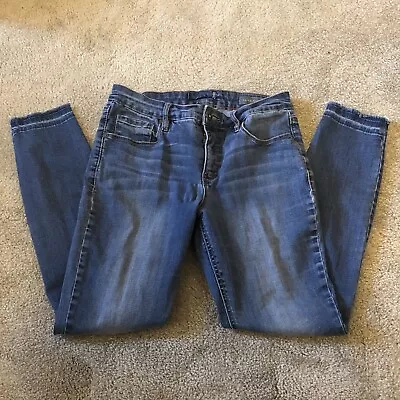 Miracle Body Blue Jeans Frayed Hem Edge Faith Ankle Size 6 Medium Rise • $14.50