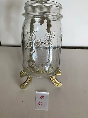 VTG Ball Mason Jar 1.5 Cup 12oz & ML Raised Print Fruit Design Side Measurements • $8.99