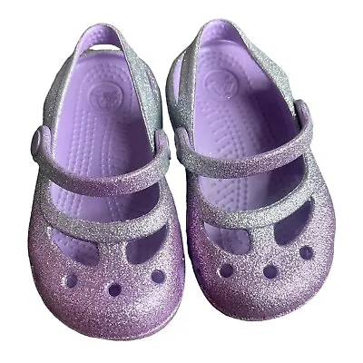 £22.01 • Buy Crocs Shayna Glitter Mary Jane Sling Back Sandals Toddler Girls Size Purple