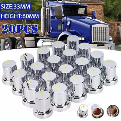 20X 33mm Wheel Nut Covers Safety Arrow Chrome ABS Caps For Semi Truck Trailers • $38.55