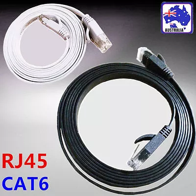 White Black Flat Network Cable RJ45 LAN Ethernet Cat6 1.5m 2m 5m 10m ESIXW • $6.71