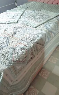£54.99 • Buy Nimble Fingers Green Pastel 100% Cotton Patchwork Quilt King Size 2 Pillows