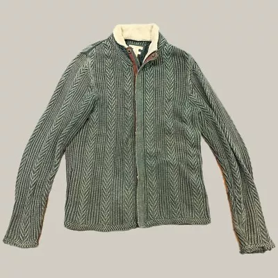 Carbon 2 Cobalt Timberline Sweater Jacket Full Zip Green Fisherman Knit Mens S • $34.83