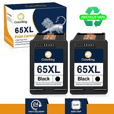 2-PK Black Ink Cartridge For HP 65XL 65 Xl Printer ENVY 5052 Deskjet 2622 2680 • $21.15