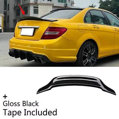 Fit For 2008-2014 Mercedes C Class W204 Sedan Rear Trunk Lip Spoiler Wing Black • $56.78