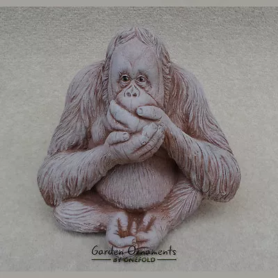 Wise Monkey Speak No Evil Hand Cast Stone Outdoor Garden Ornament Ape Gift • £39.90