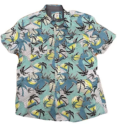 Mossimo Supply Co Mens Size Large Short Sleeve Button Up Teal Blue Beach Shirt • $6