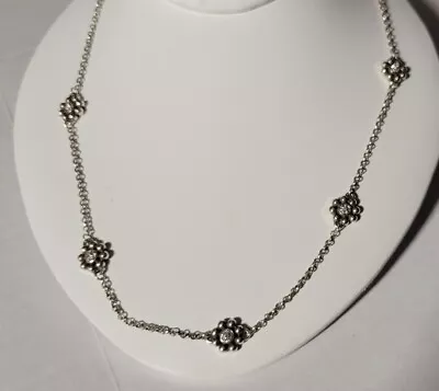 Brighton MERIDIAN PETITE FLOWERS Silver Station Crystal Long Necklace NWT • $49.50