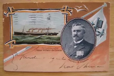 KAISER WILHELM DER GROSSE (NGL) VERY RARE 1906 Card With PHOTO OF CAPTAIN • $65