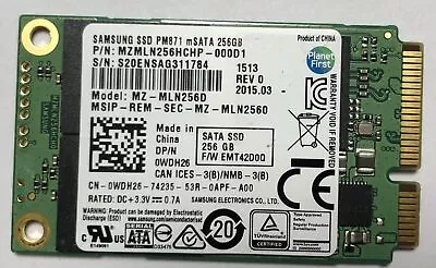 Samsung SSD PM871 MSATA 256GB MZ-MLN2560 Hard Disk Tested • $15.50