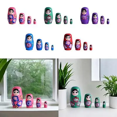 4Pcs Russian Nesting Dolls Collectible Children Toys Handmade Traditional Cute • £9.30