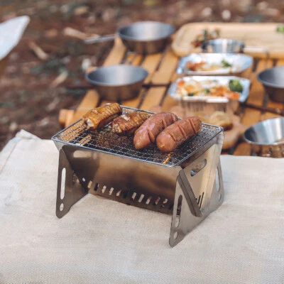 $19.99 • Buy Stainless Steel Grill Folding BBQ Outdoor Camping Grill Portable Mini Cooker NEW