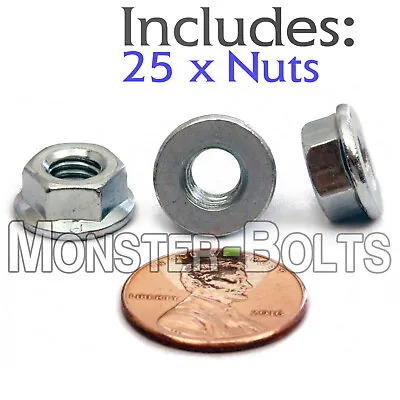 (25) M6-1.0 / 6mm - Zinc Hex Flange Nuts Metric Class 8 DIN 6923 RoHS CR+3 • $6.14