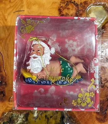 Aloha Hawaii Christmas Ornament Santa Lounging On A Boogie Board By Chiefly Co • $15.95