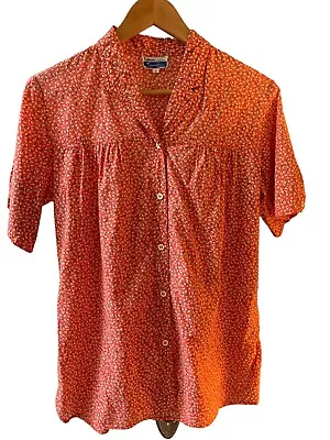 Liberty Of London Vintage Womens Tana Lawn Triminghaus Red Short Sleeve Blouse L • $99