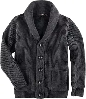 VOBOOM Men's Knitwear Button Down Shawl Collar Cardigan Sweater With Pockets • $93.32