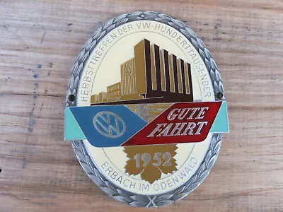 Vintage VW Badge - Gute Fahrt 100000km Grille Badge Enamel 1952Brezel Splitty • $126.28