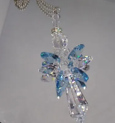 $25 • Buy Handmade W/ Swarovski Crystal Aquamarine Angel Suncatcher/ Prism/ Ornament