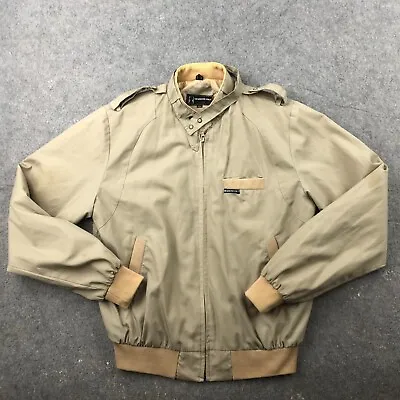 Members Only Jacket Mens Medium 42 Beige Full Zip Pockets Bomber Casual * • $19.71