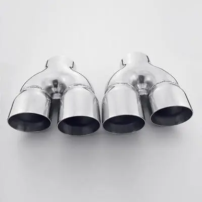 Pair Staggered Quad 3.5  Outlet 3  Inlet Stainless Steel Exhaust Tips Dual Layer • $171.97