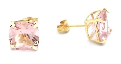 GENUINE 7.84 Cts MORGANITE STUD EARRINGS 14K GOLD - Free Appraisal Service - NWT • $16.50