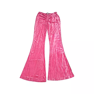 Urban Outfitters Apolonia Velvet Flare Pants Leggings Low Rise Hippie Pink XS • $38