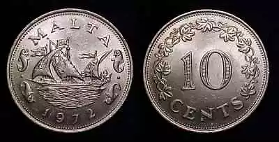 MALTA 1972 10 Cents AU+ • $4.95