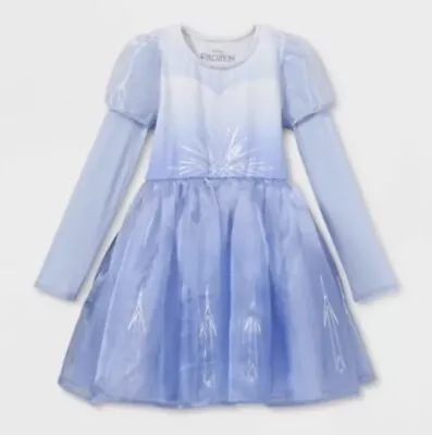 Girls' Disney Frozen 2 Elsa Long Sleeve Cosplay Dress - Light Blue XXL-MSRP $24 • $7.99
