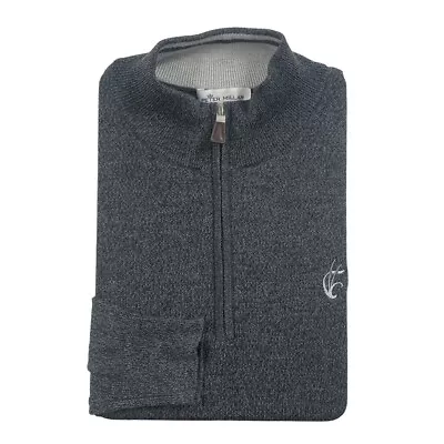 Peter Millar Current Gray Wool Blend Mens Half Zip Sweater Size Medium • $35.99