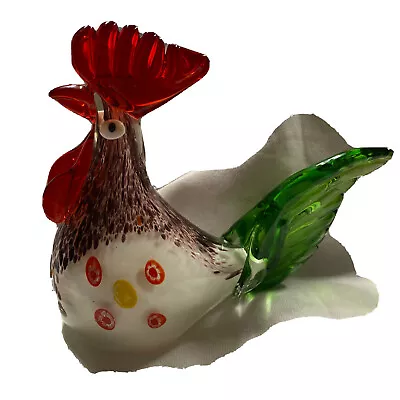 Murano Style Blown Glass Chicken Rooster Figurine 7.5” New • $39.48