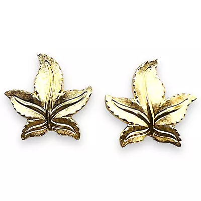 Vintage 14k Yellow Gold Maple Leaf Post Stud Earrings • $199.99