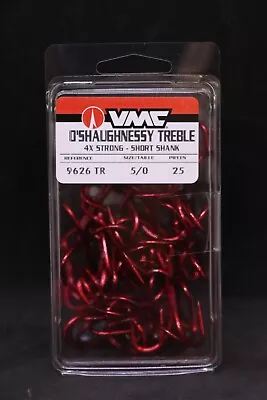 VMC 9626TR Tin Red O'Shaughnessy Treble Hooks 4X - Size 5/0 - Short Shank • $17.79