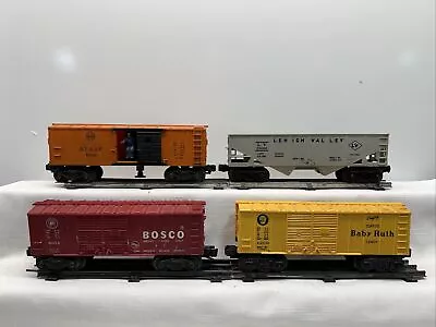 Lionel  Freight Car Lot: 3464 Boxcar 6014 Bosco 6034 Baby Ruth 6176 Hopper • $44.95