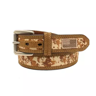 Ariat Men's Digital Camo USA Flag Medium Brown Belt A1035044 • $45