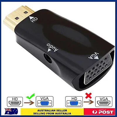 HDMI Compatible Female To VGA Female Converter Adapter 1080P With Audio Cab • $7.99