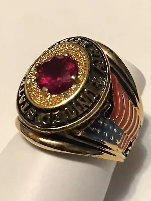 VTG Gold & Ruby Military US Air Force Class Ring Enameled Flag • $315.70