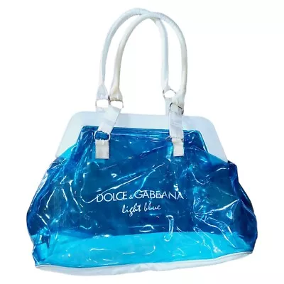 #BC DOLCE GABBANA Light Blue Clear Tote Shoulder Bag Beach Pool Vintage Rare • $31