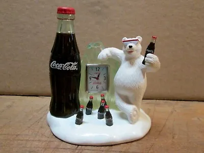 COCA COLA POLAR BEAR MINI DESK CLOCK C. 1999 Mint In Box • $10