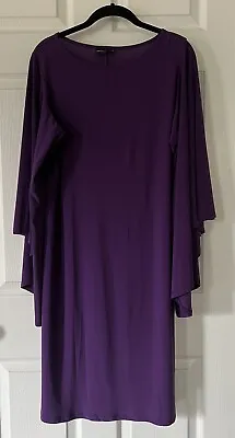 Anthony Original HSN Purple Midi Shift Stretch Liquid Knit Dress Medium M Elvira • $44.95