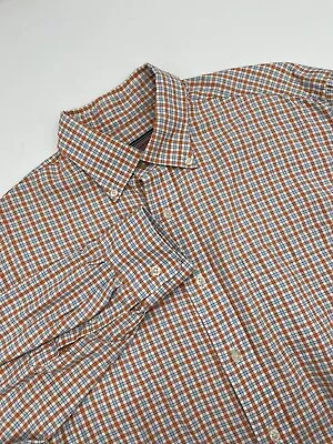 Mens VINEYARD VINES MURRAY Dress SHIRT Orange Checkers SZ L • $23.29